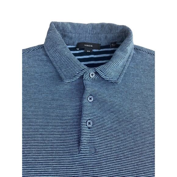 Vince Heather Stripe Long-Sleeve Sz M Vince Camuto Polo Shirt Sz M Coastal Blue - Picture 2 of 6